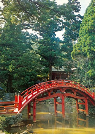 Traditional garden with bridge
